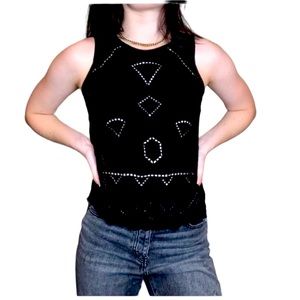 Lucky Brand black keyhole sleeveless top size xs